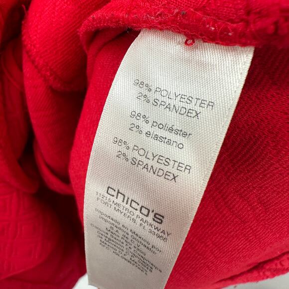 CHICO'S Red Quitled Textured Snap Closure Knit Jacket Blazer // L - Picture 8 of 13